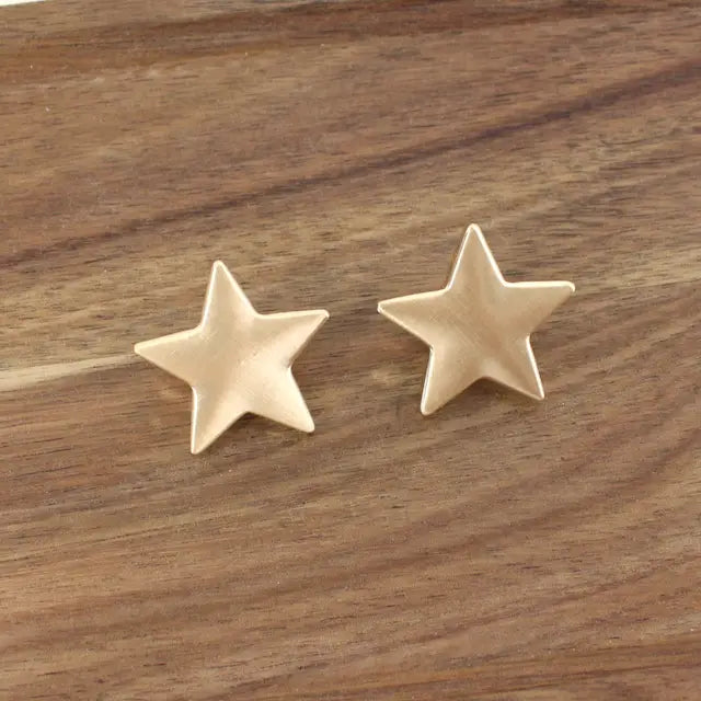 Gold Matte Star Statement Post Earrings