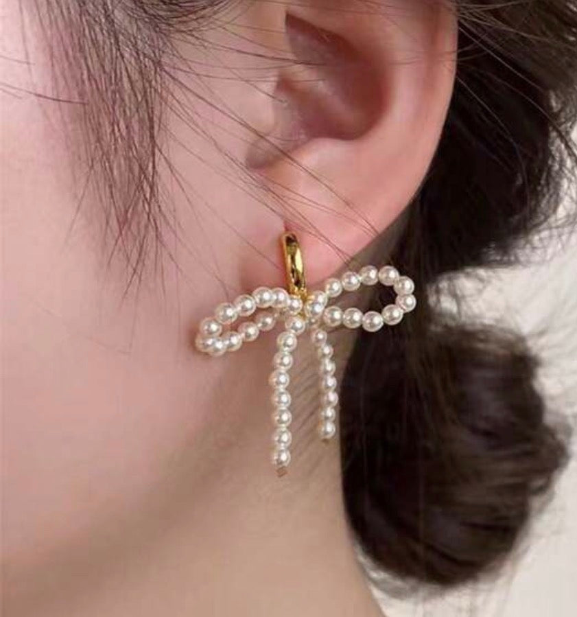 Pearl Bow Earrings
