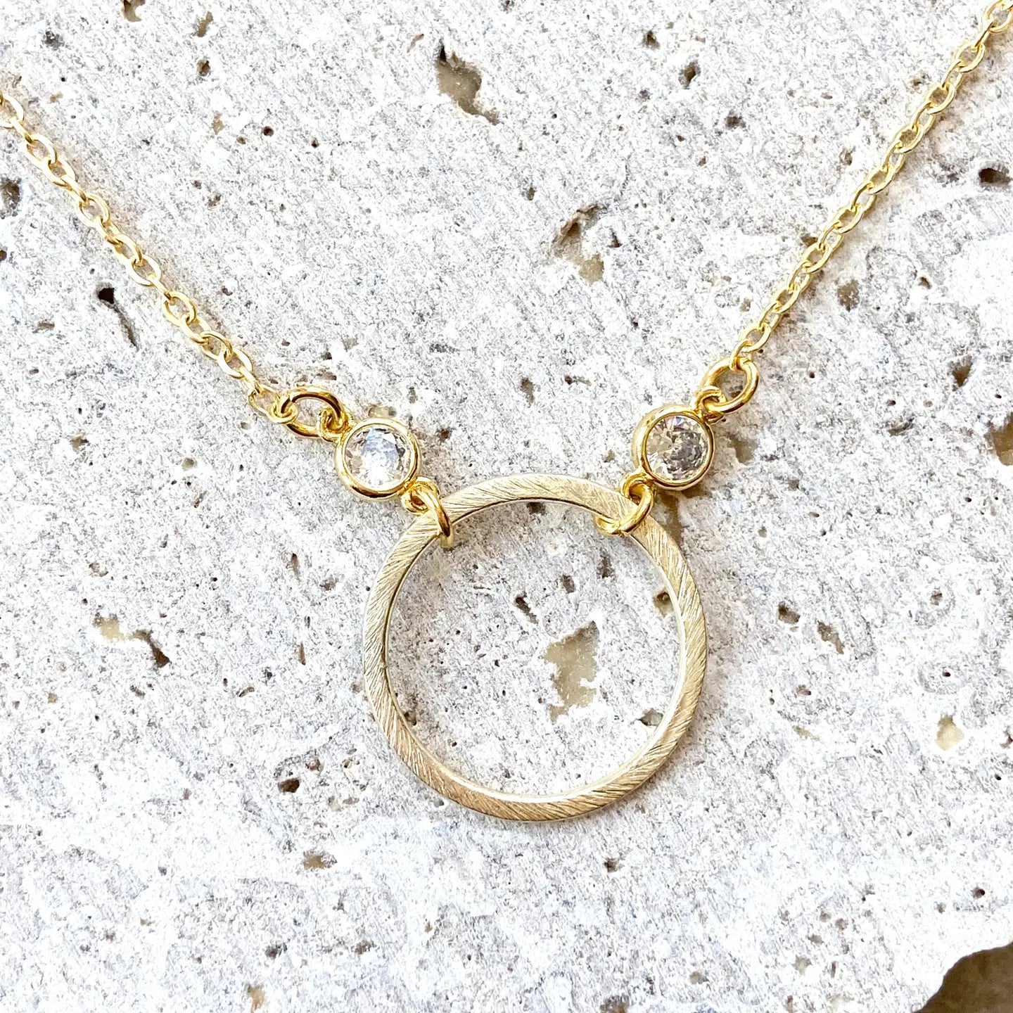 16” Simple Gold Pavé Circle Necklace
