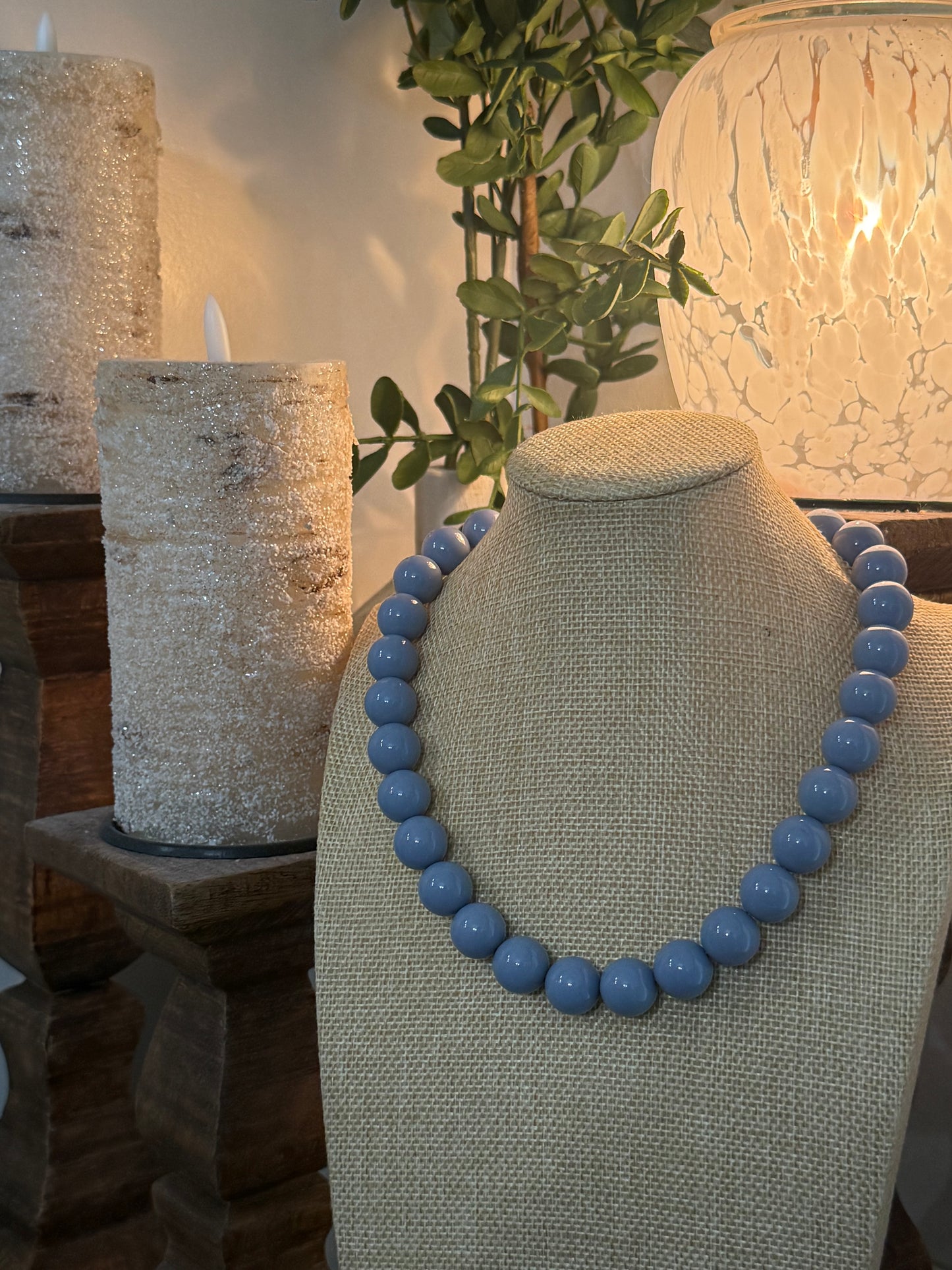 Periwinkle Blue Sky Beaded Necklace