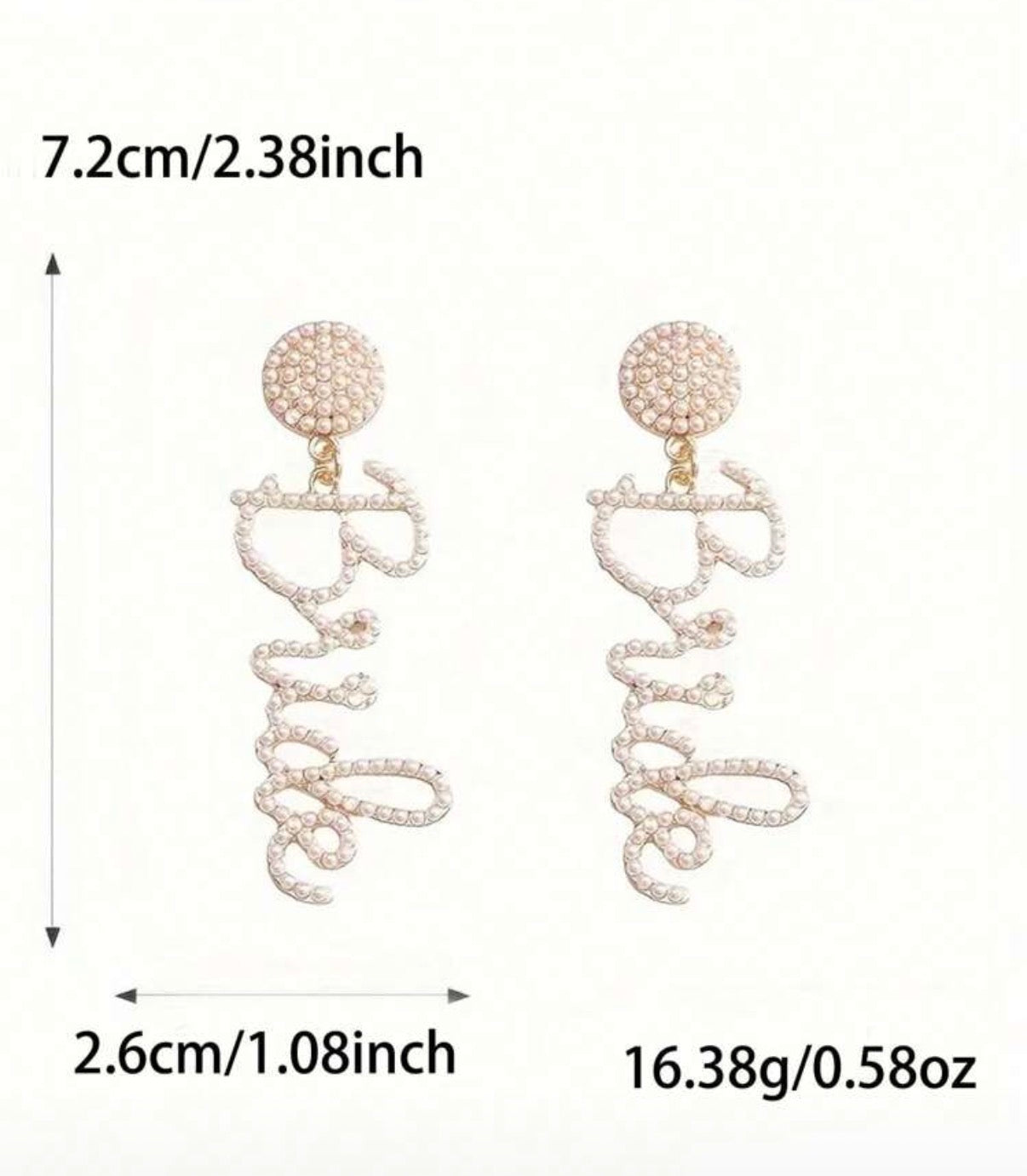 Gold & Pearl BRIDE Drop/Dangle Earrrings