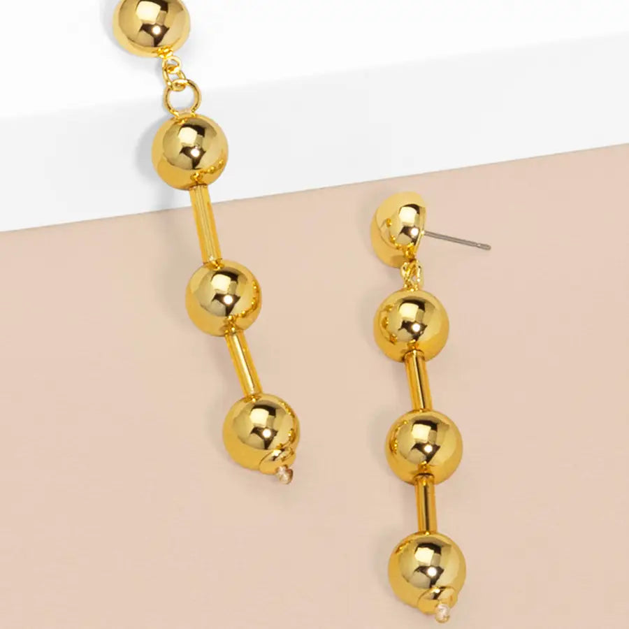 Gold Metal Beaded/Ball Drop Earrings