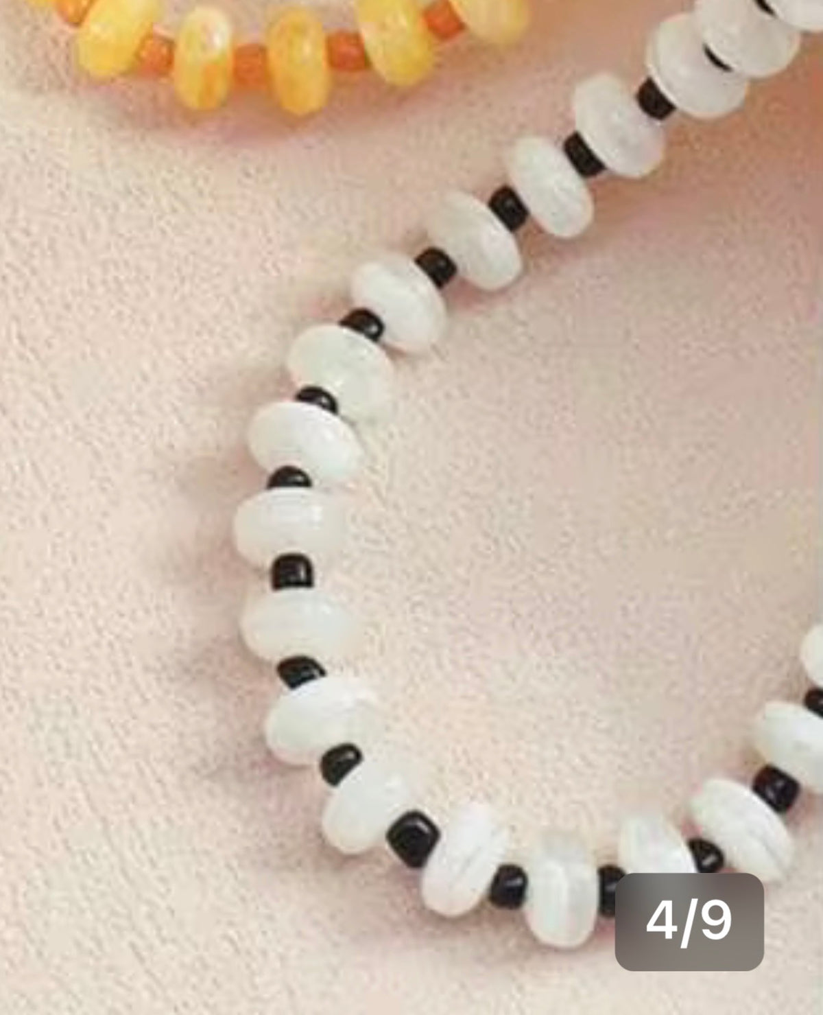 White and Black Acrylic Beaded Necklace