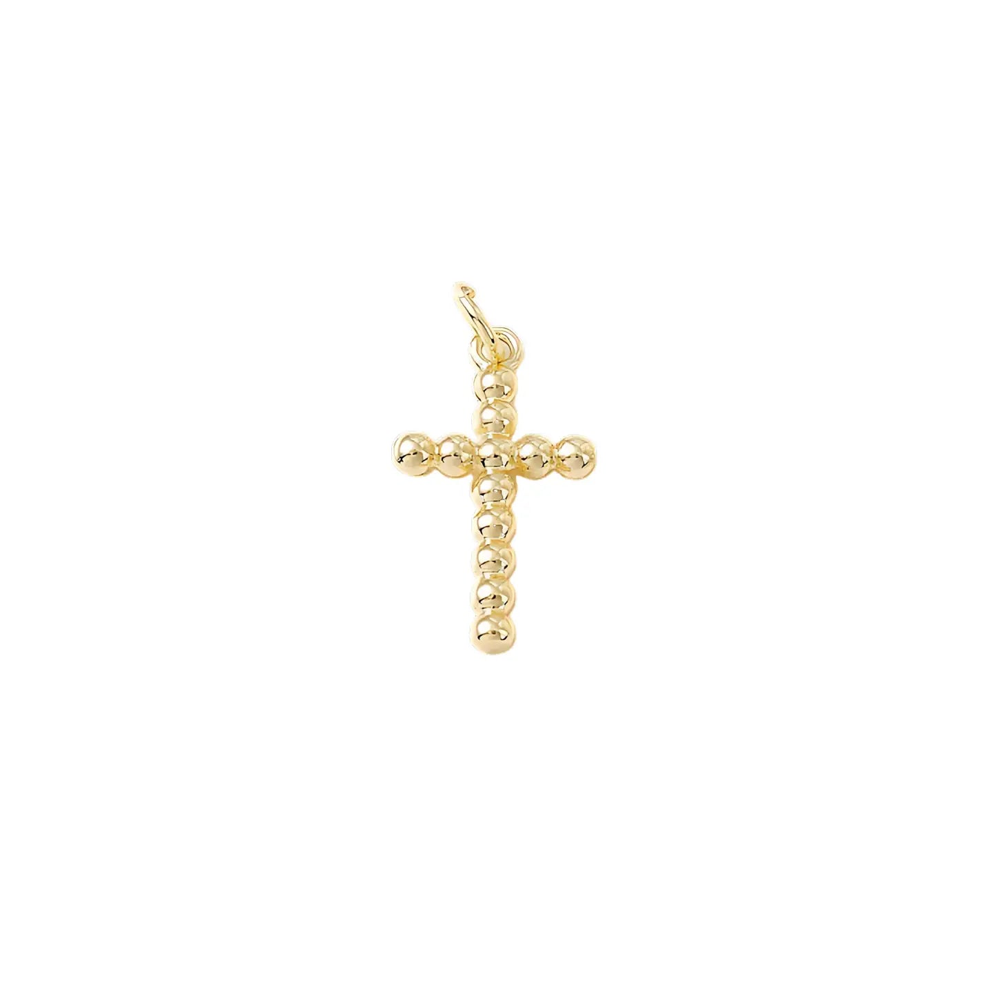18" Box Chain Necklace with 1' Ball Bead Cross Charm