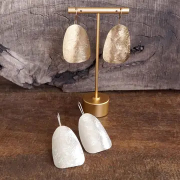 Gold Elongated Shield Minimalist Earrings