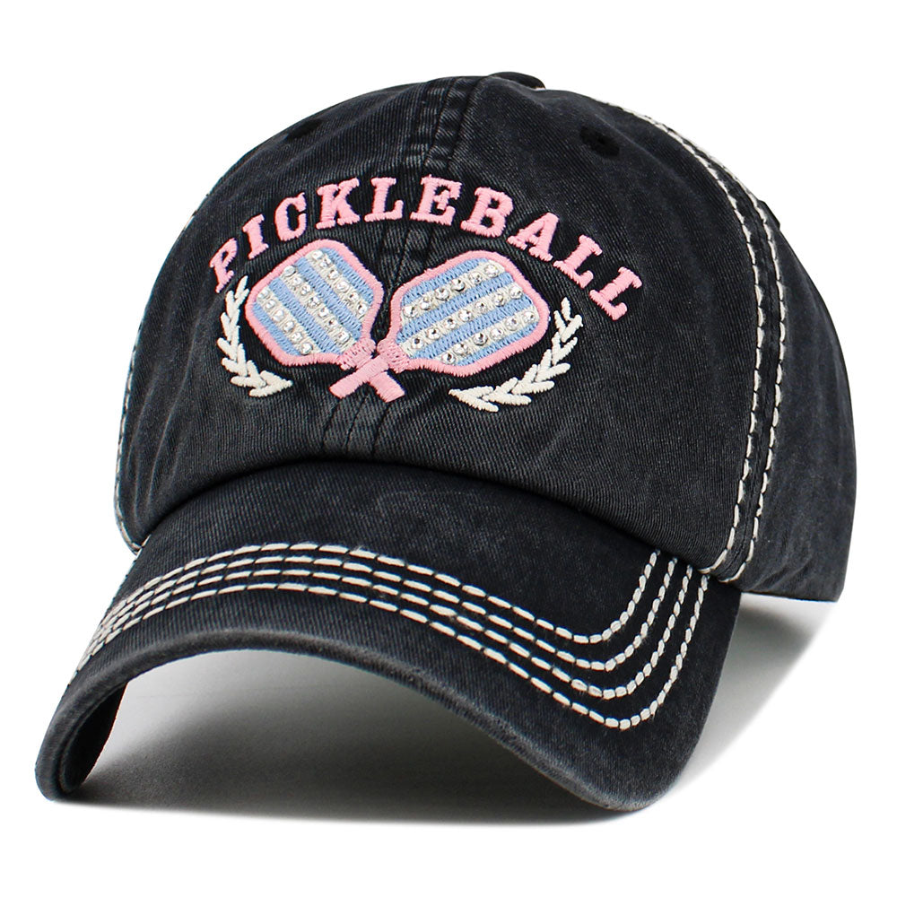 Pickleball Double Paddle Embroidered Vintage Baseball Cap