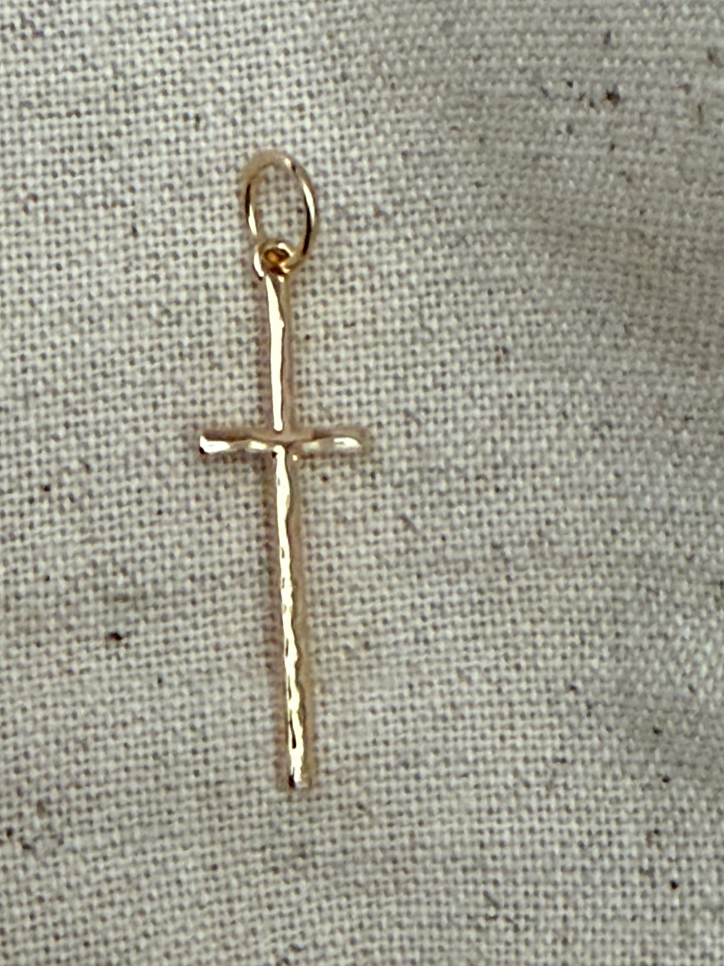 Gold Long, Thin Cross Charm