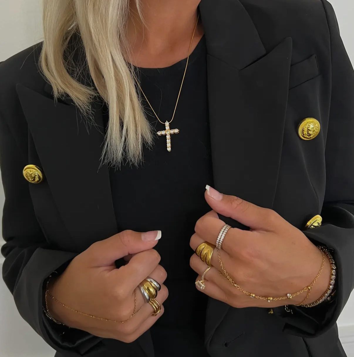 XL Gold Diamond Cross Necklace