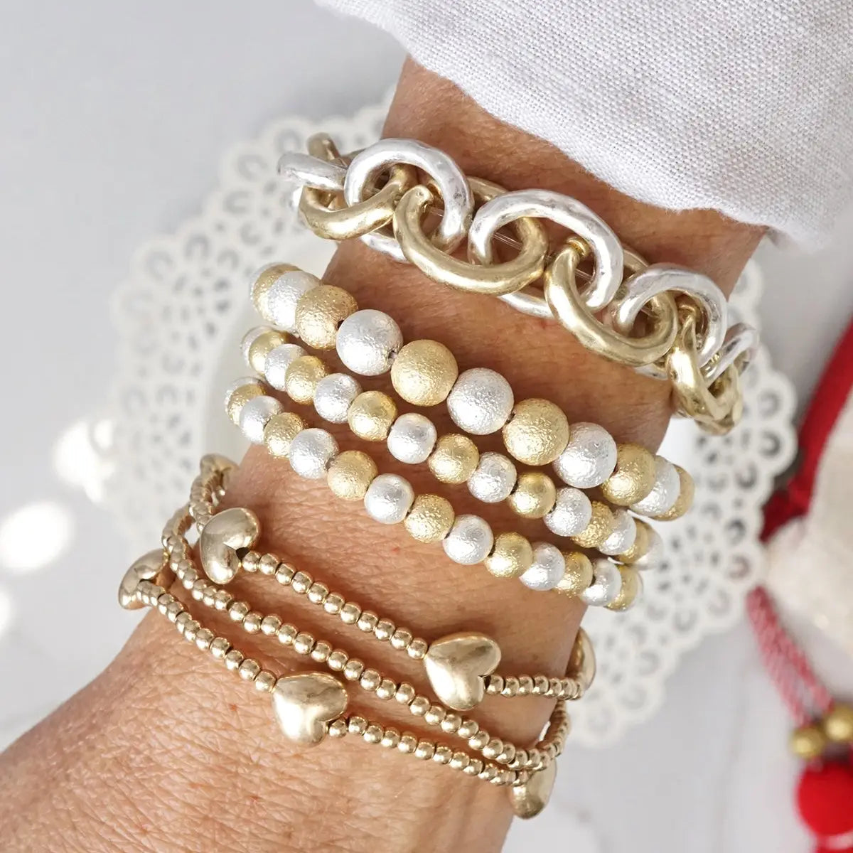 Chunky Two-Tone Chain Bracelet in Worn Silver & Gold