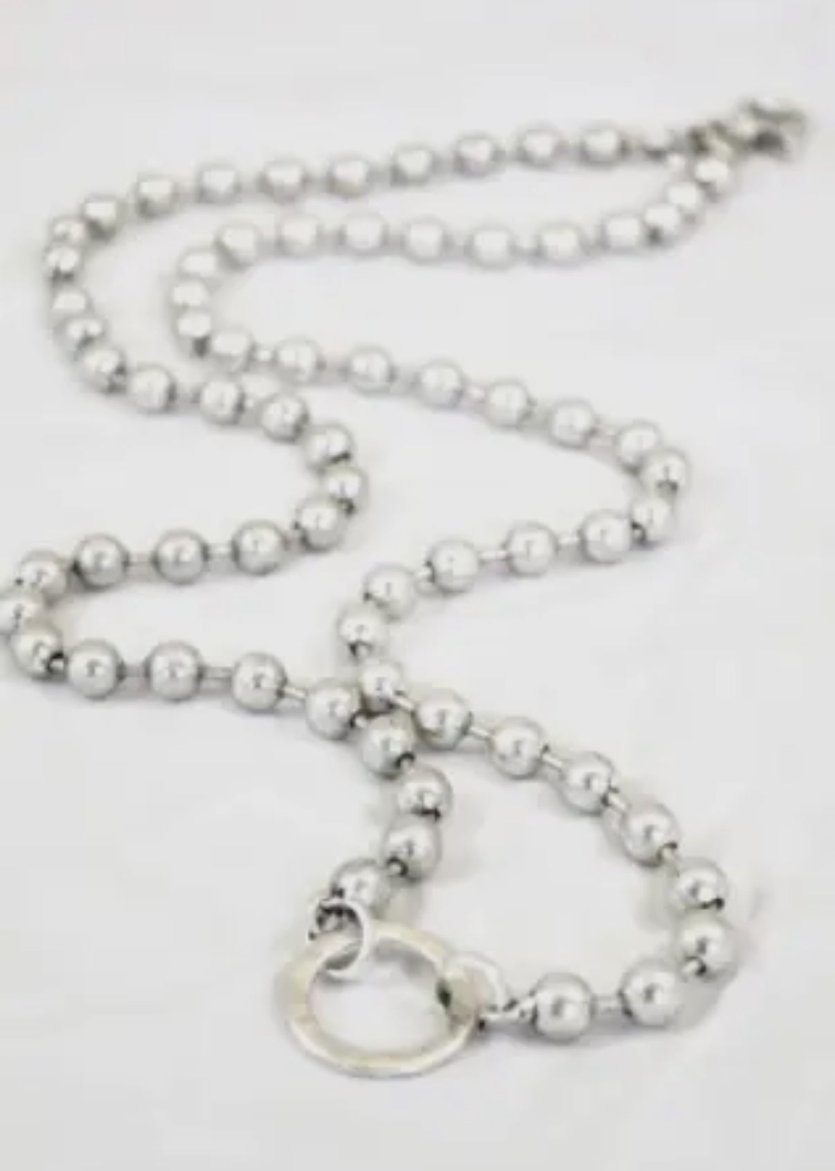 Silver Convertible (Short or Long) Ball Beaded Chain Necklace