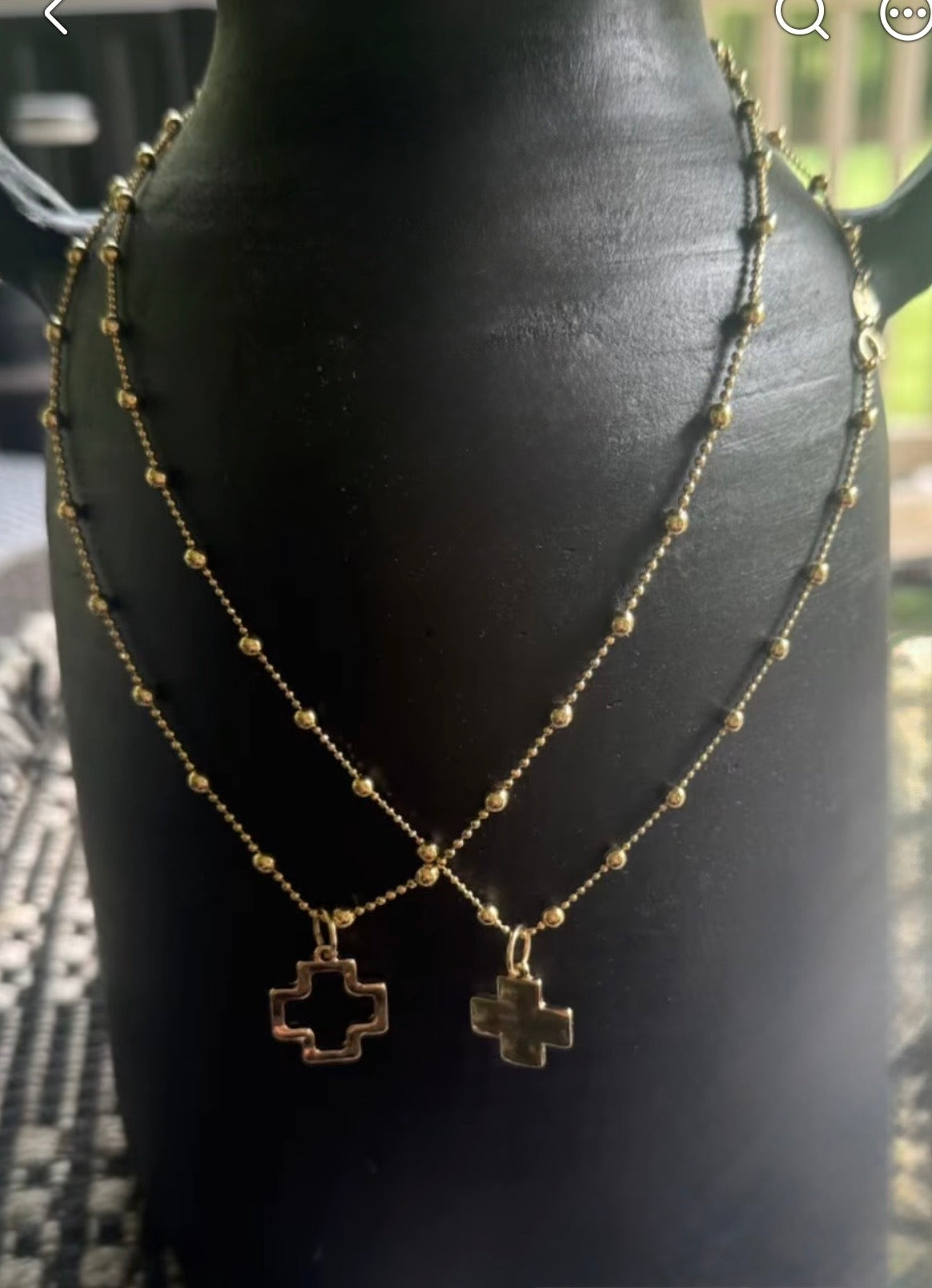 Gold Necklace with Square Cross Charm