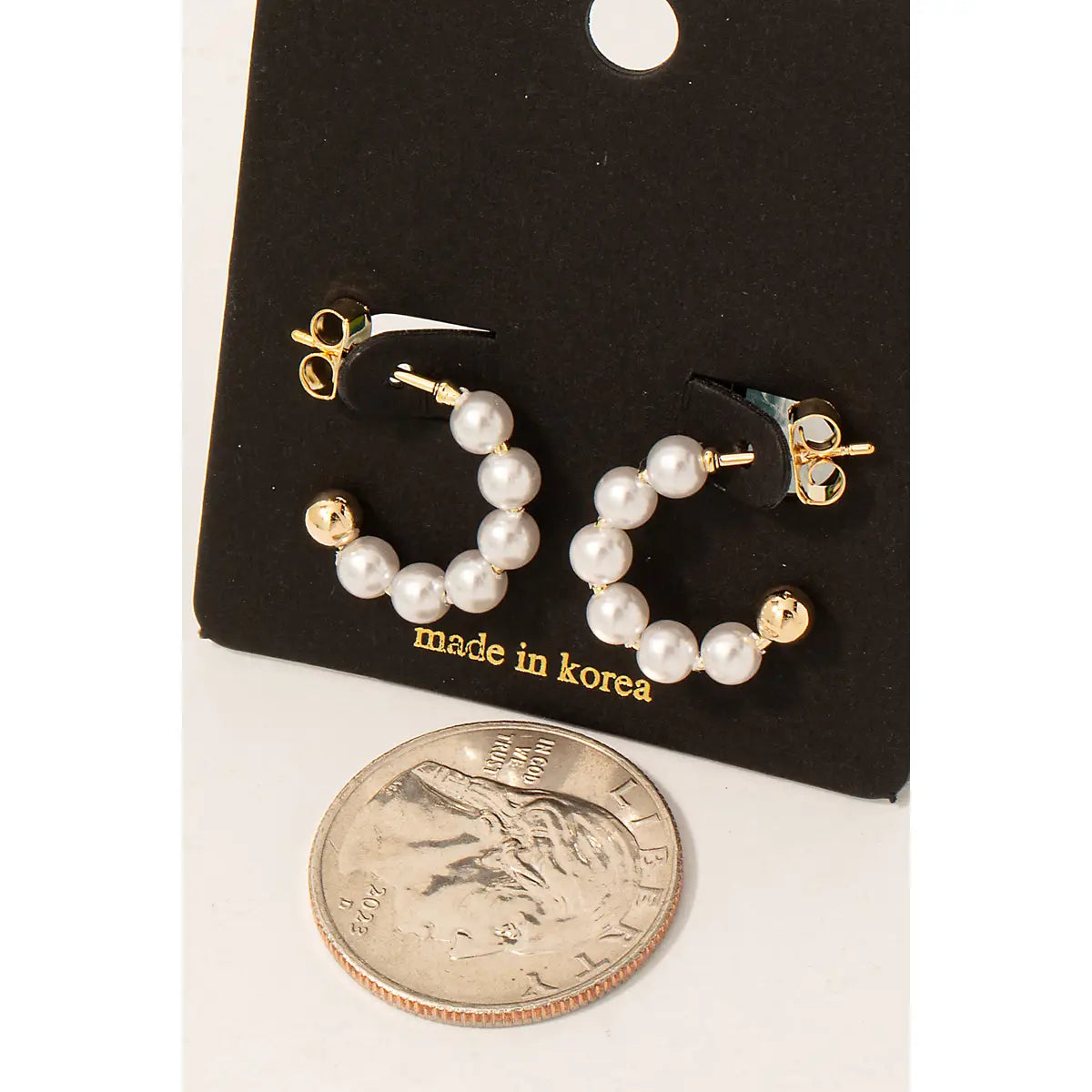Pearl & Gold Beaded Hoop Earrings