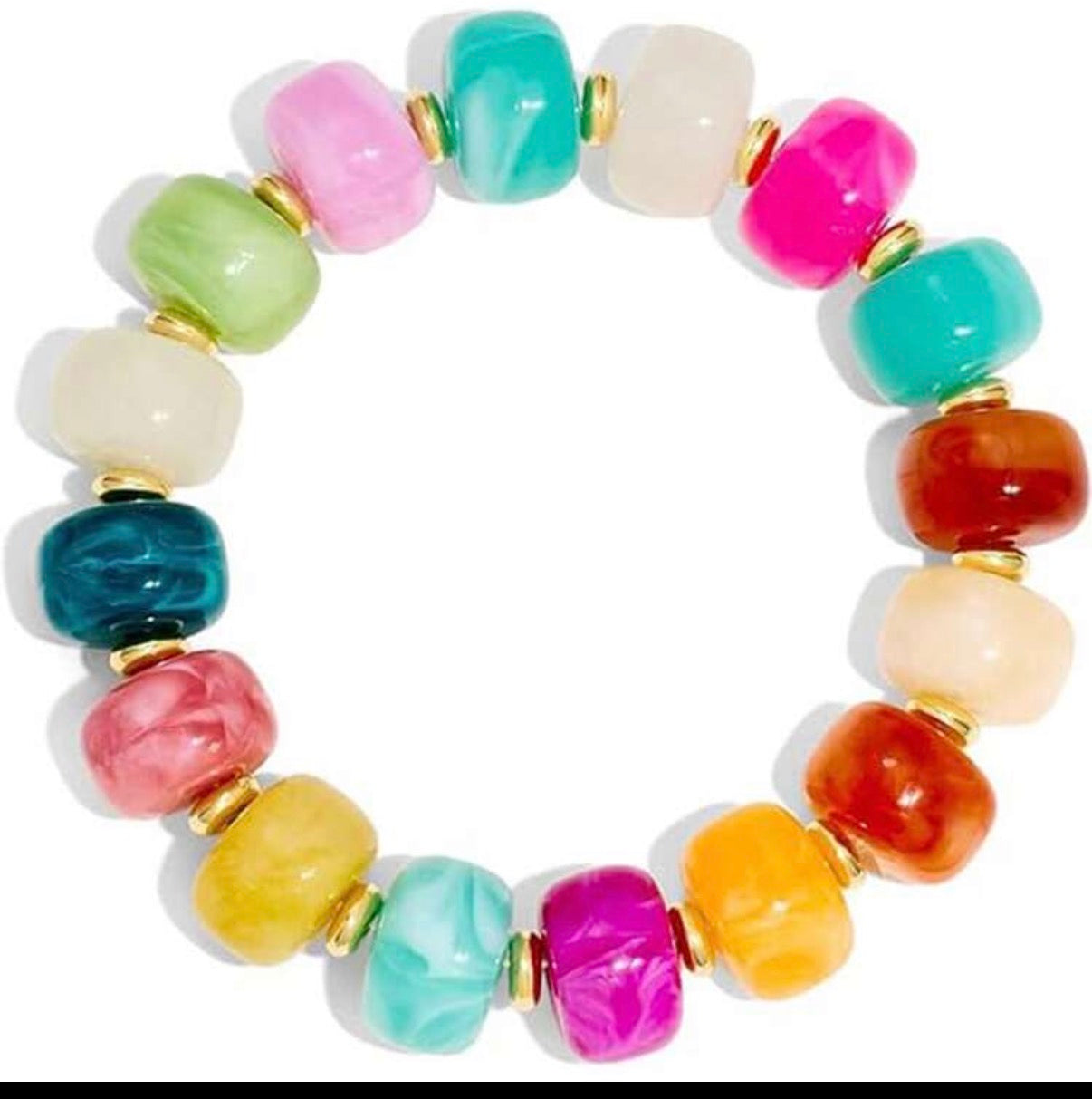 Bright & Vibrant Colored Acrylic Bohemian Beaded Stretch Bracelet