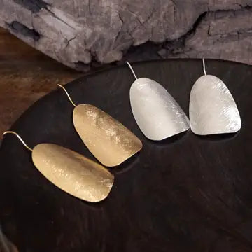 Gold Elongated Shield Minimalist Earrings