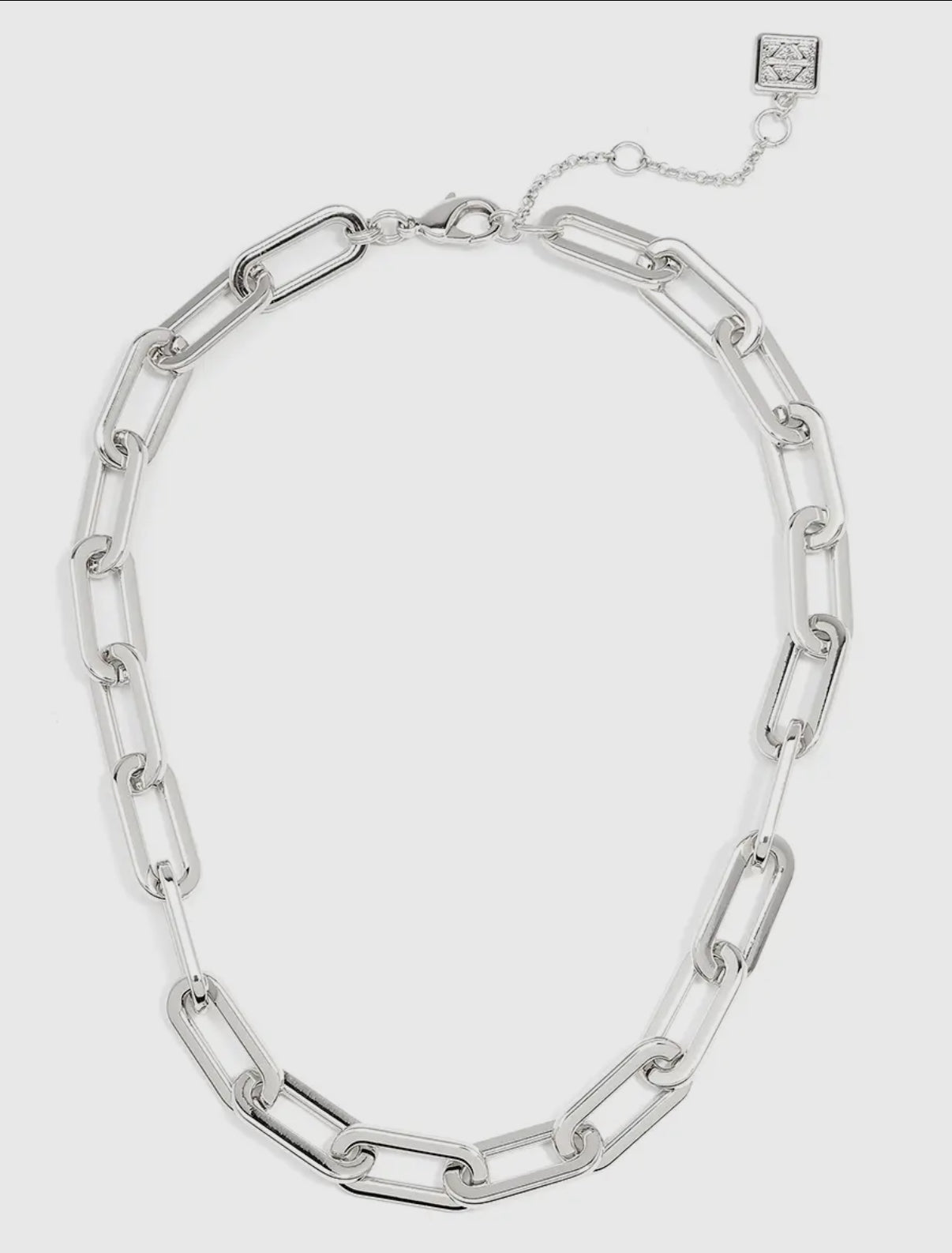 18K Gold-Plated Oblong Linked Collar Necklace in Silver