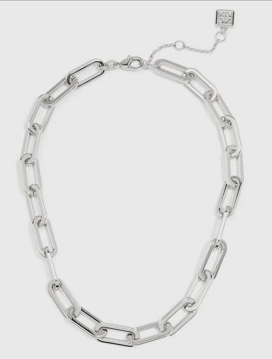 18K Gold-Plated Oblong Linked Collar Necklace in Silver