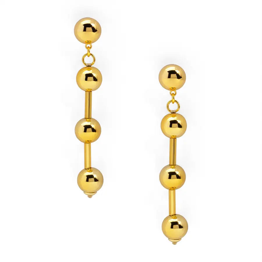 Gold Metal Beaded/Ball Drop Earrings