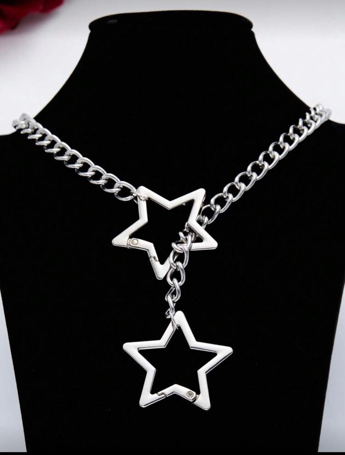 Silver Hoop Earrings with Large Dangling Star
