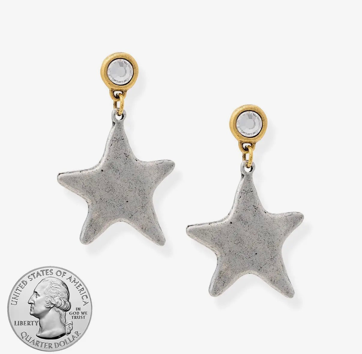“Star Shine” Two-Tone Star Earrings