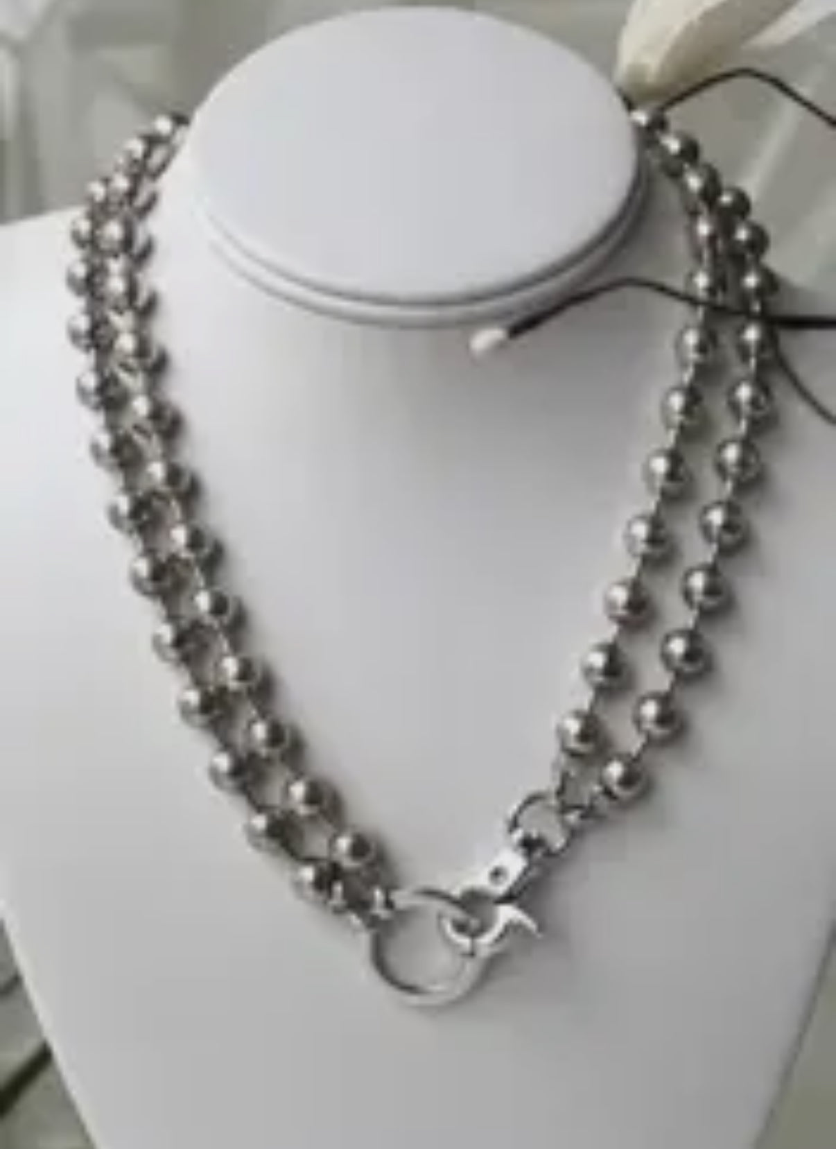 Silver Convertible (Short or Long) Ball Beaded Chain Necklace