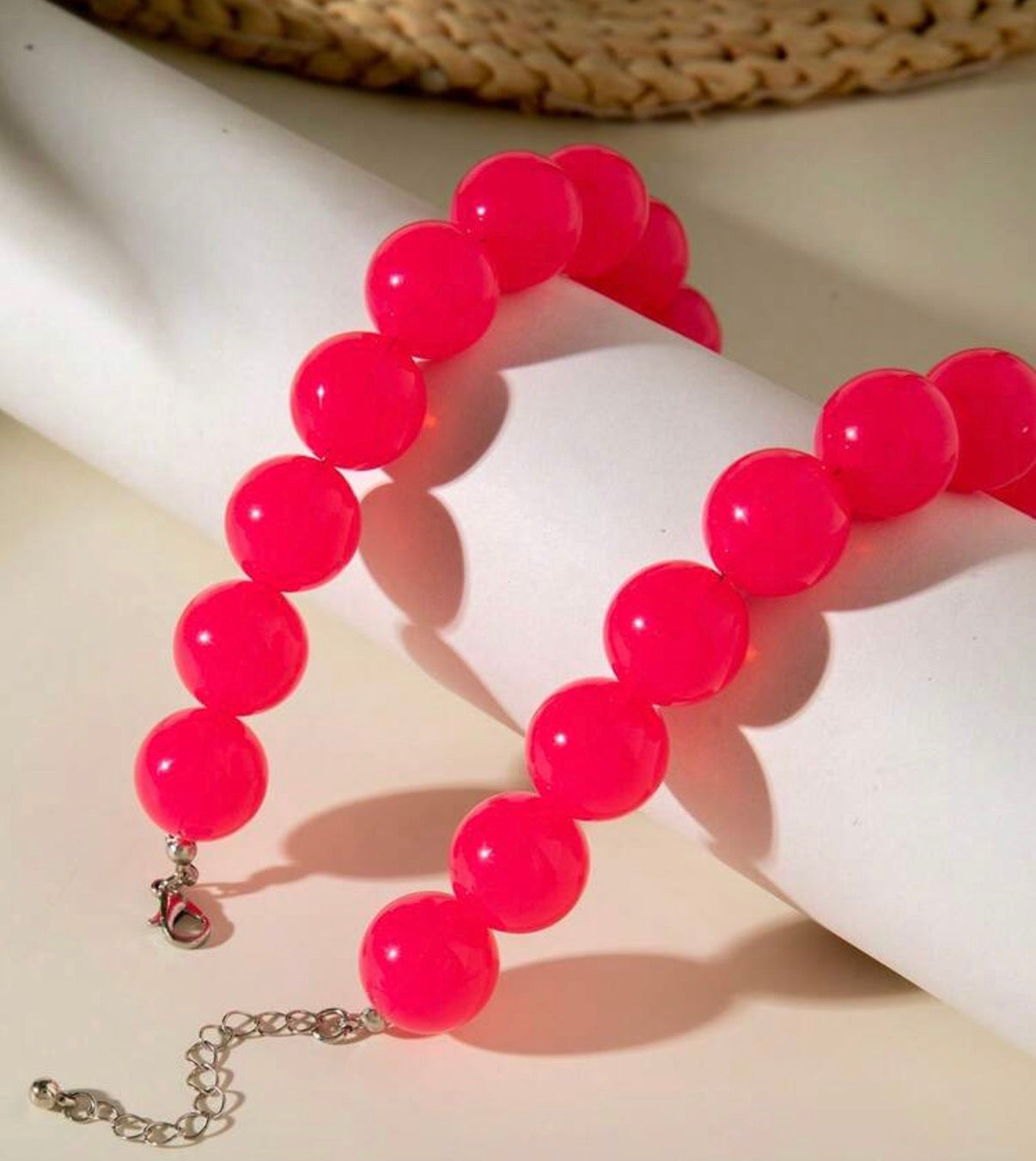 Fun, Stylish & Chic Bohemian Candy-Colored Acrylic Beaded Stretch Bracelet (Vibrant Hibiscus)