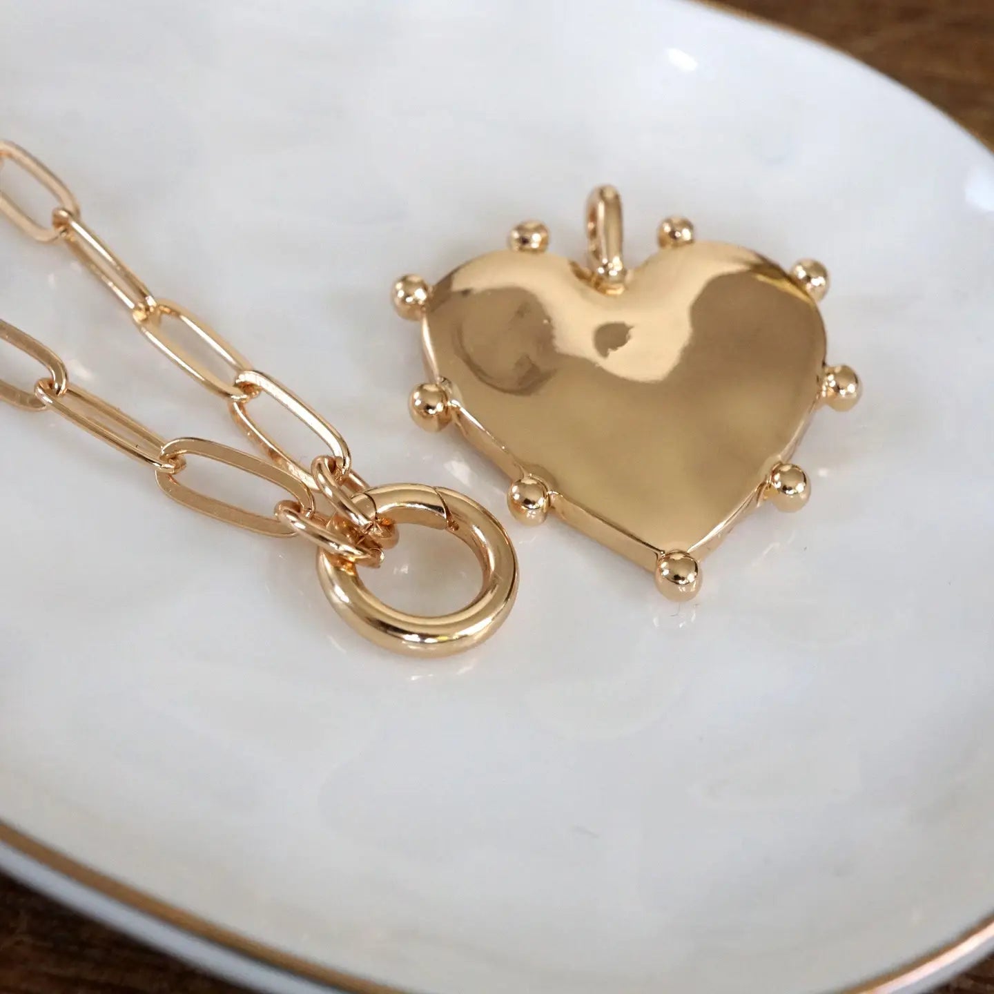 Modern Spiky Gold Heart Paperclip Necklace