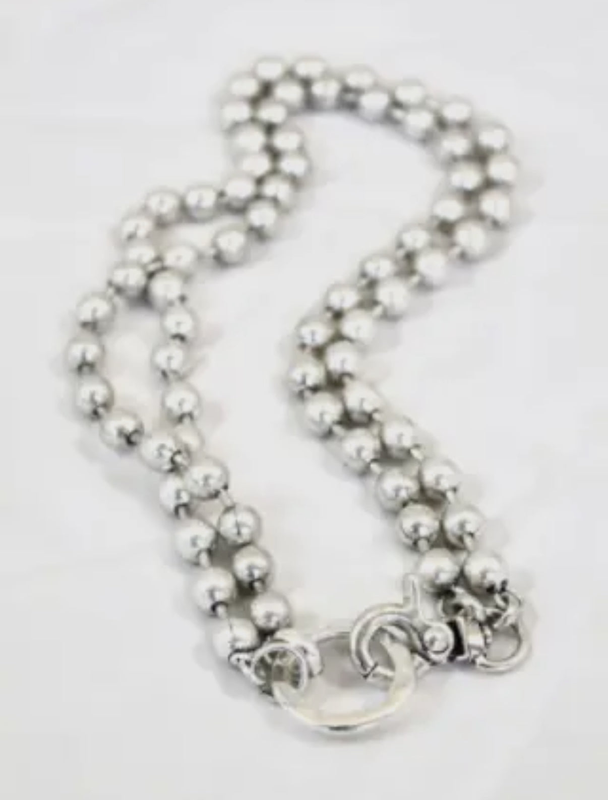 Silver Convertible (Short or Long) Ball Beaded Chain Necklace