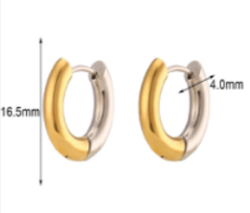 Two-Tone colorblock Huggie Hoops