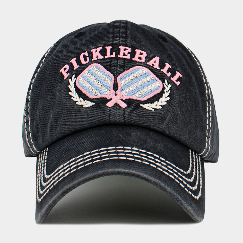 Pickleball Double Paddle Embroidered Vintage Baseball Cap