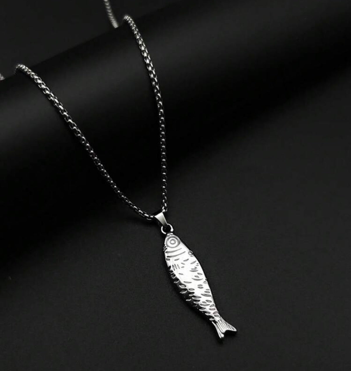 Stainless Steel, Silver, Dainty, Salted Fish Necklace