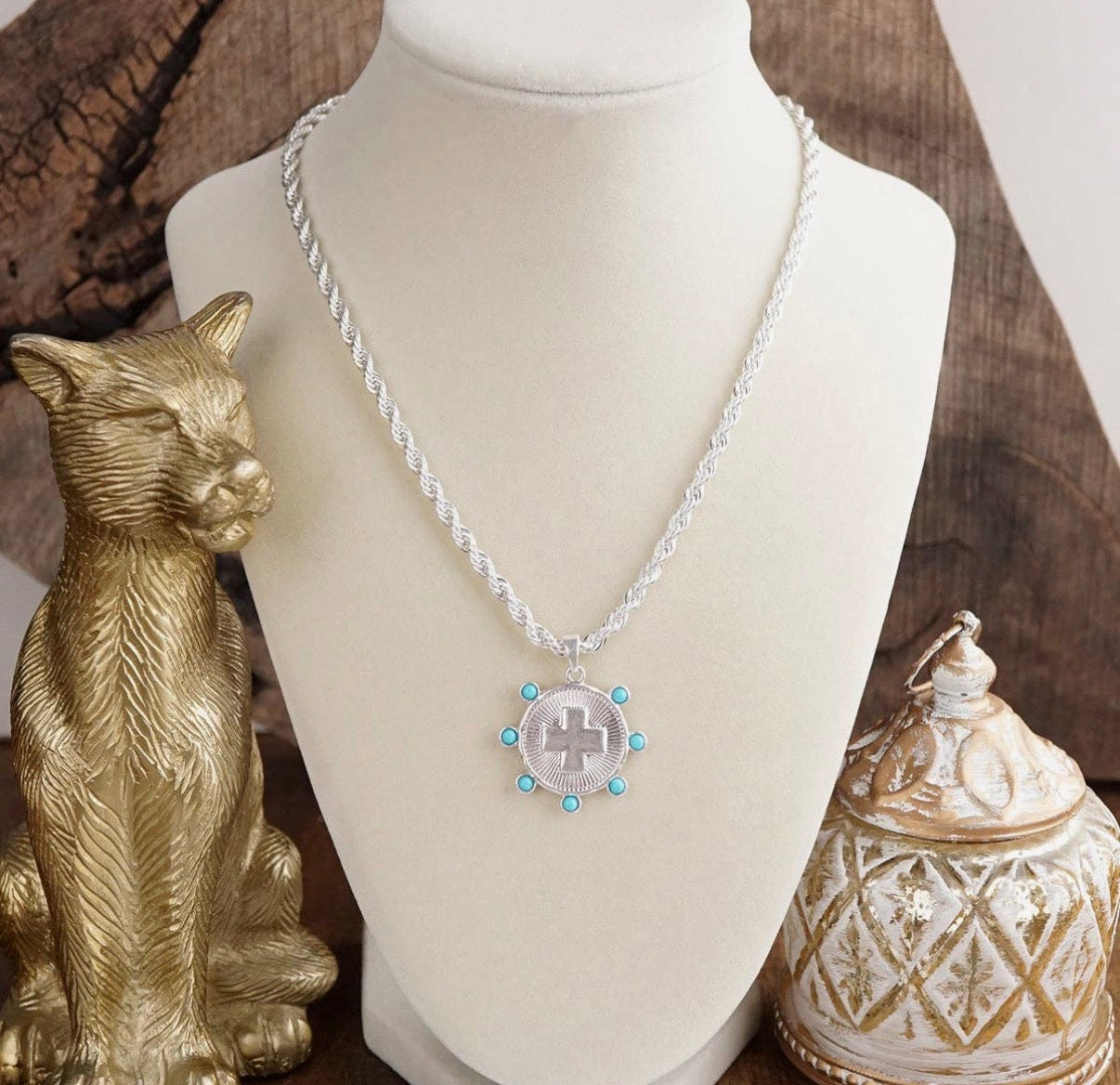 Sunlit Devotion- Gold Chain Necklace with gold coin accent pendant.