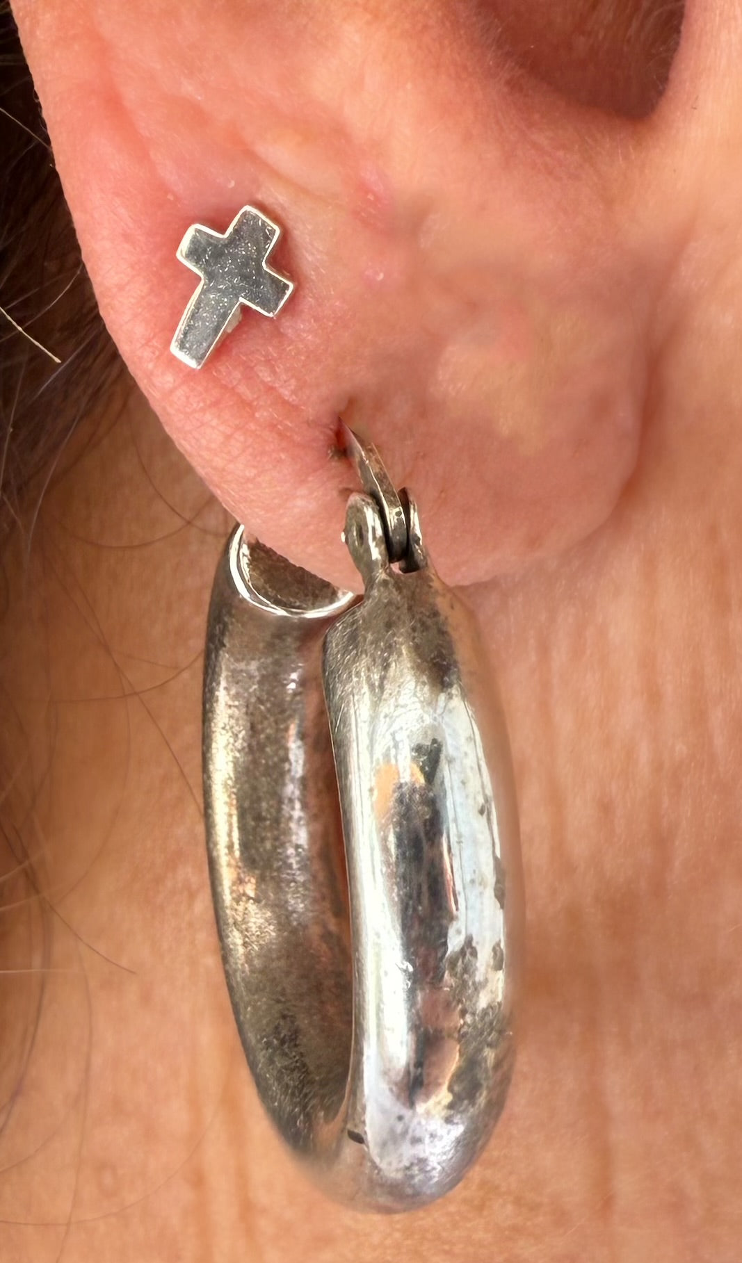 Sterling Mini Small Cross Post Earrings *Super Tiny*