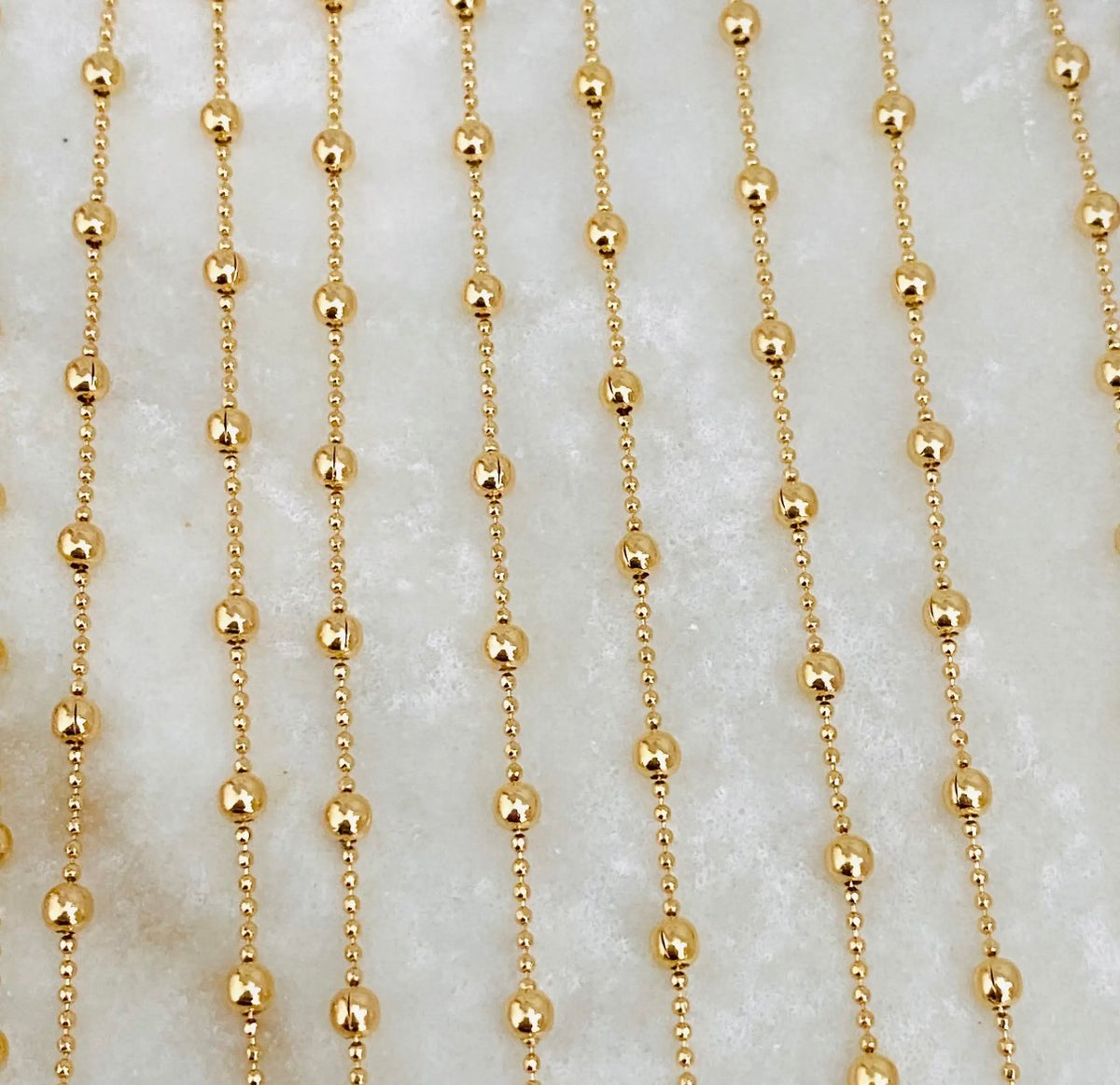 Circle of Love Shiny Gold Charm on an 18” Gold Ball Link Chain Necklace