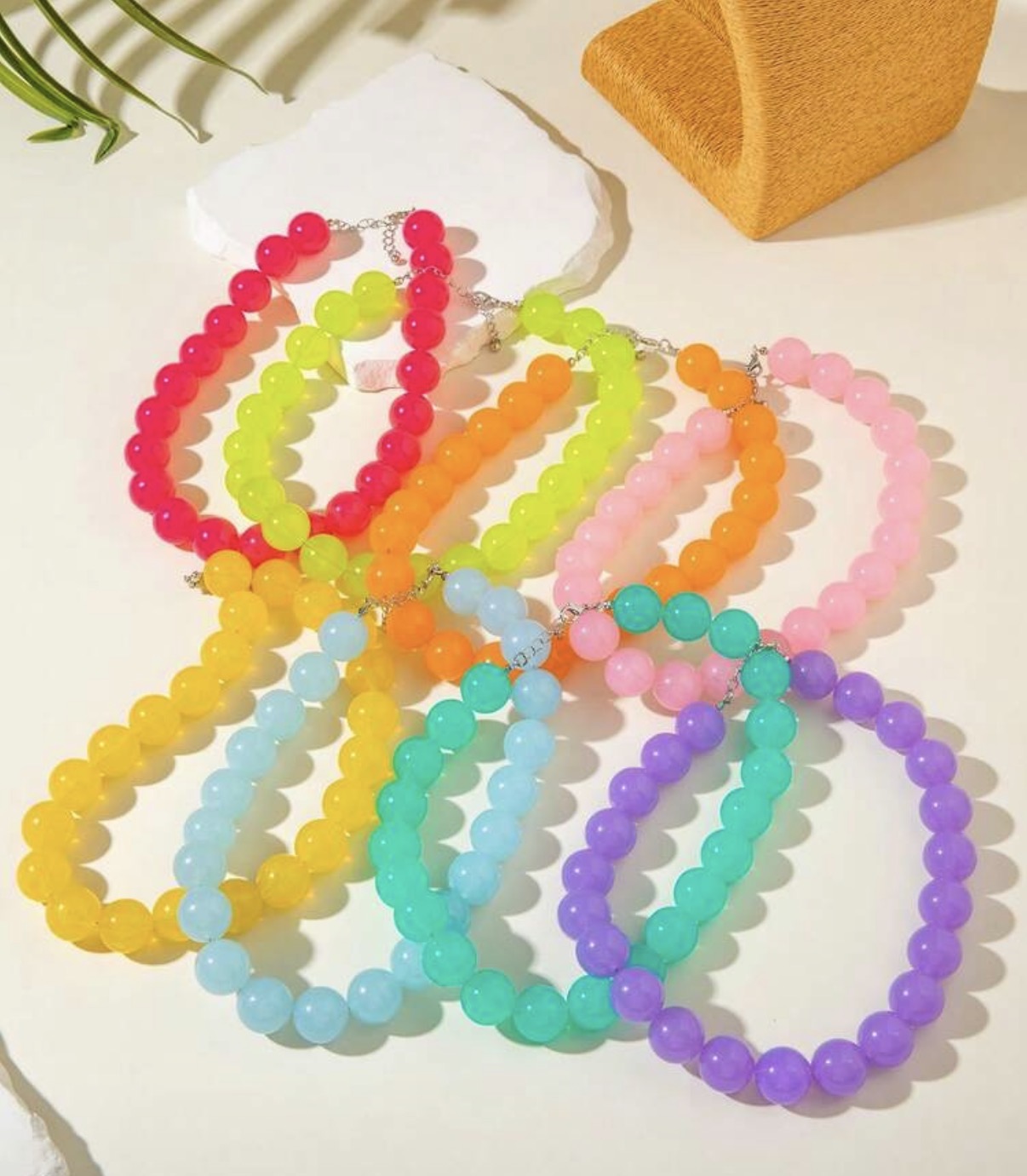 Fun, Stylish & Chic Bohemian Candy-Colored Acrylic Beaded Stretch Bracelet (Vibrant Purple)
