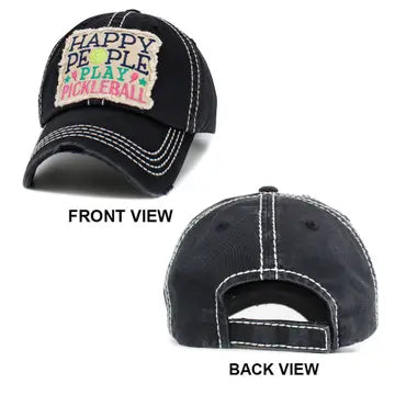 Vintage Happy People Play Pickleball Baseball Cap