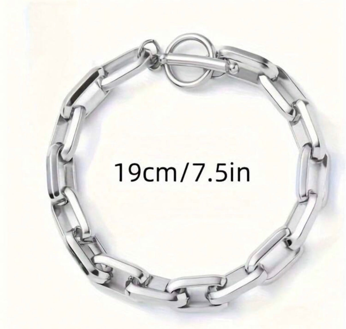 Men’s 7.5” Titanium Steel Thick Cuban Chain Toggle Bracelet