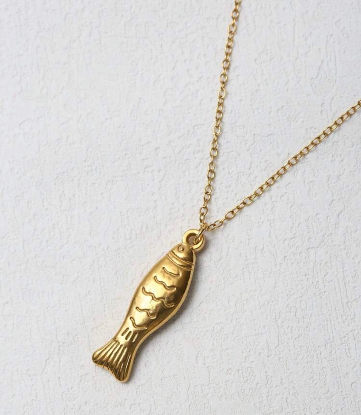 18K Gold Plated Stainless Steel Statement Fish Necklace