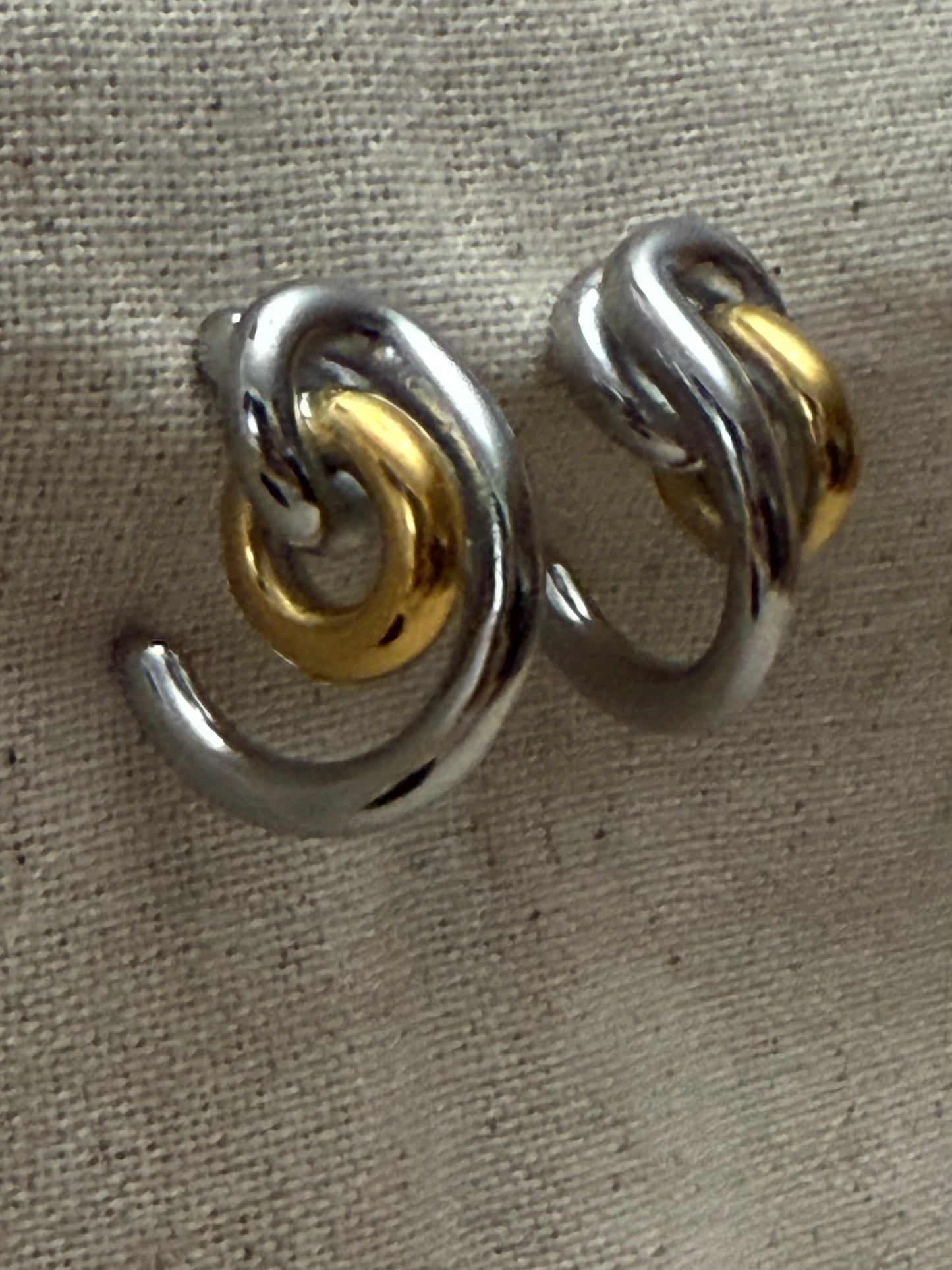 Two-Tone Intertwined Artsy Hoop Earrings