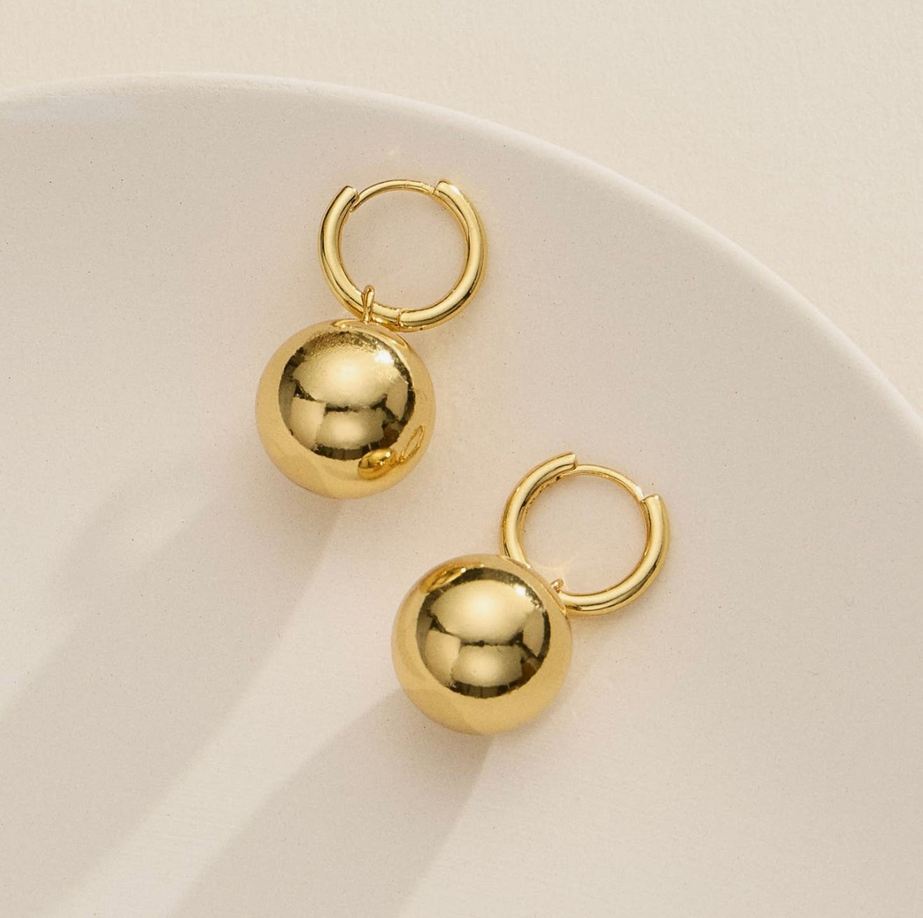 Gold Ball Hoop Earrings