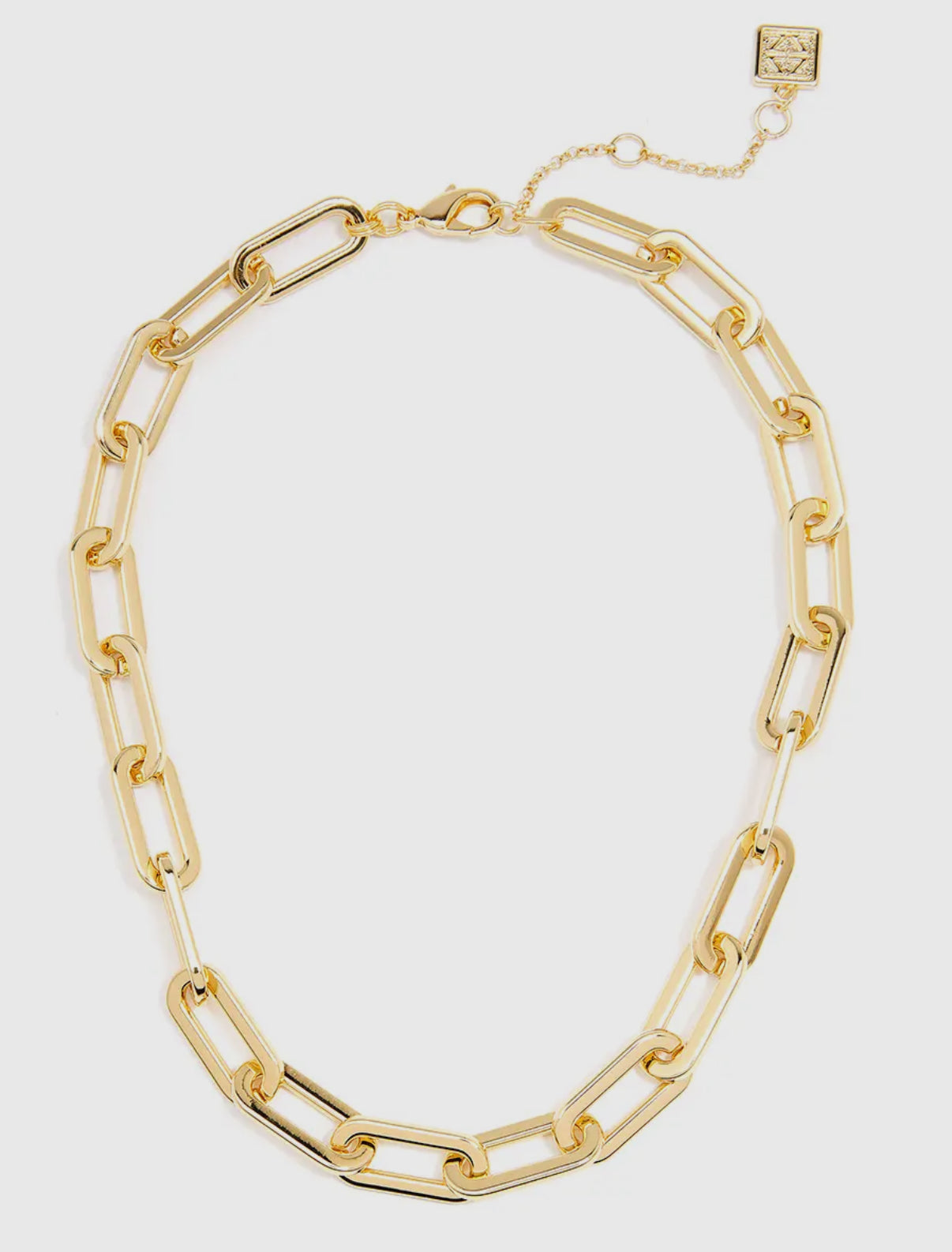 18k Gold-Plated Oblong Links Collar Necklace in Matte Gold