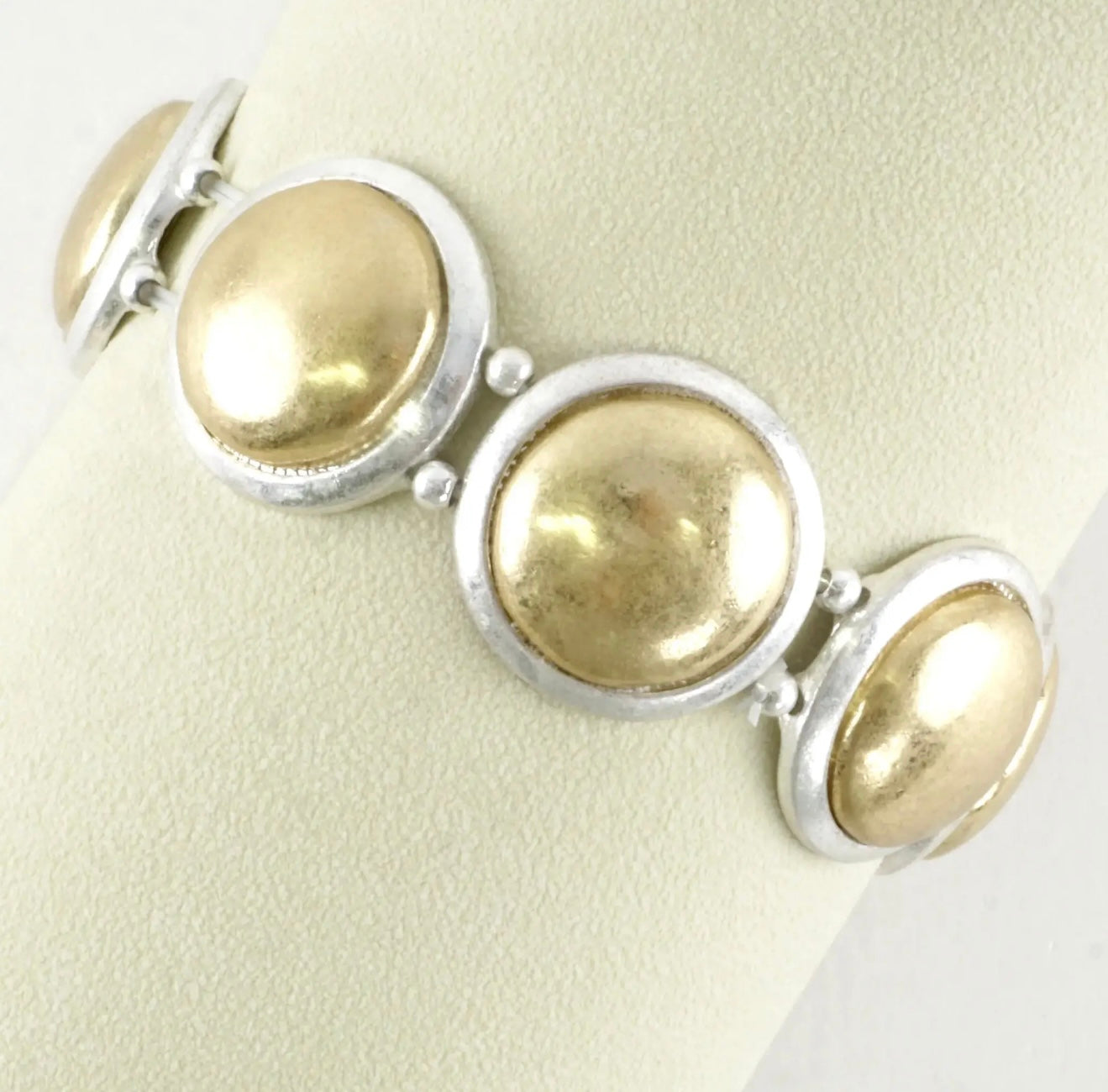 2 Tone Round Silver
Stretch Bracelet