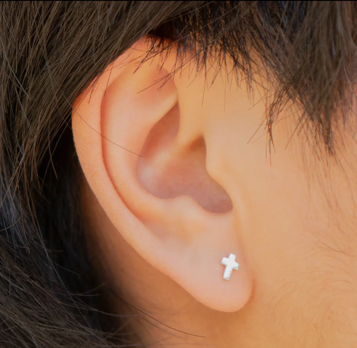 Sterling Mini Small Cross Post Earrings *Super Tiny*