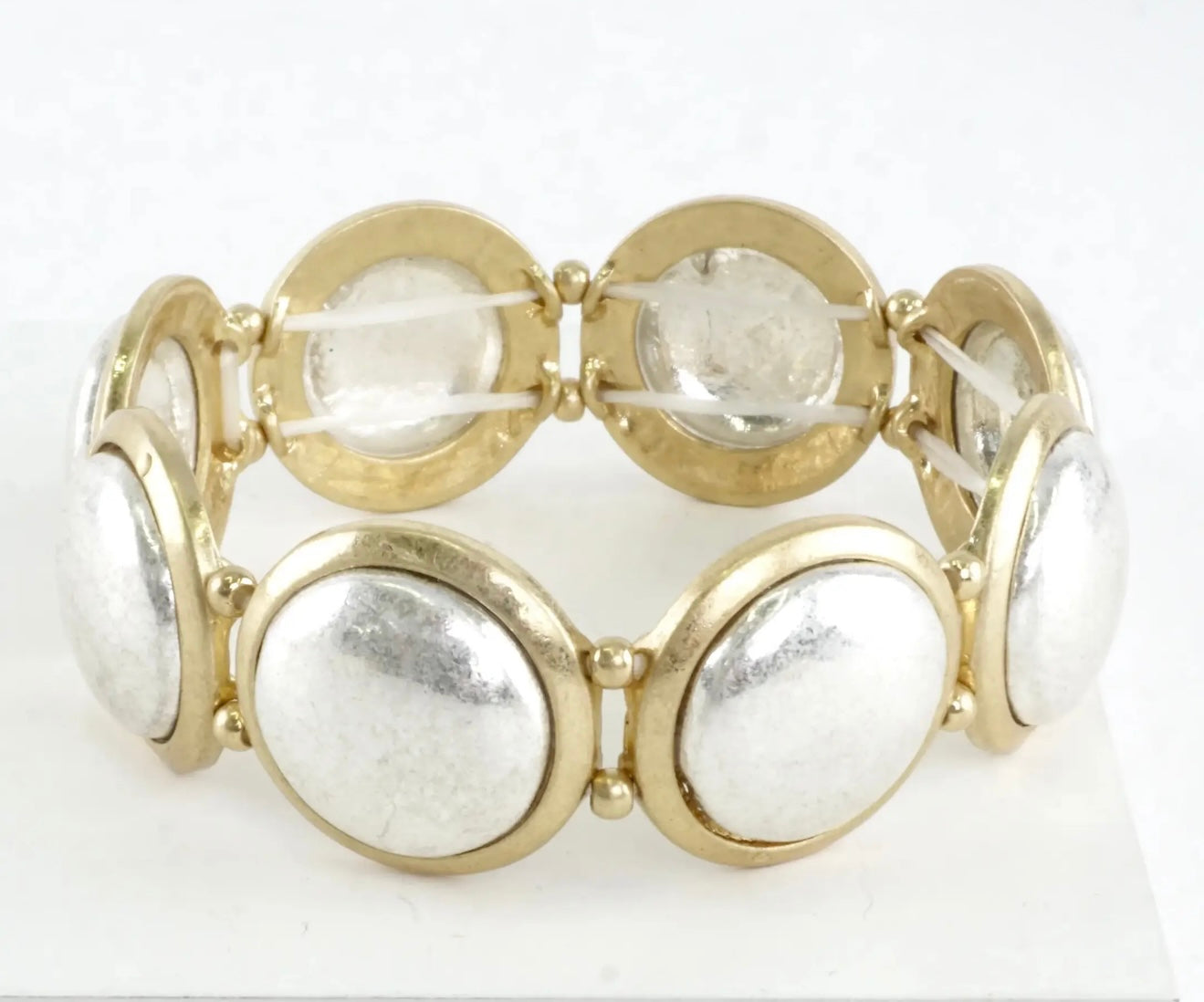 2 Tone Round Gold
Stretch Bracelet