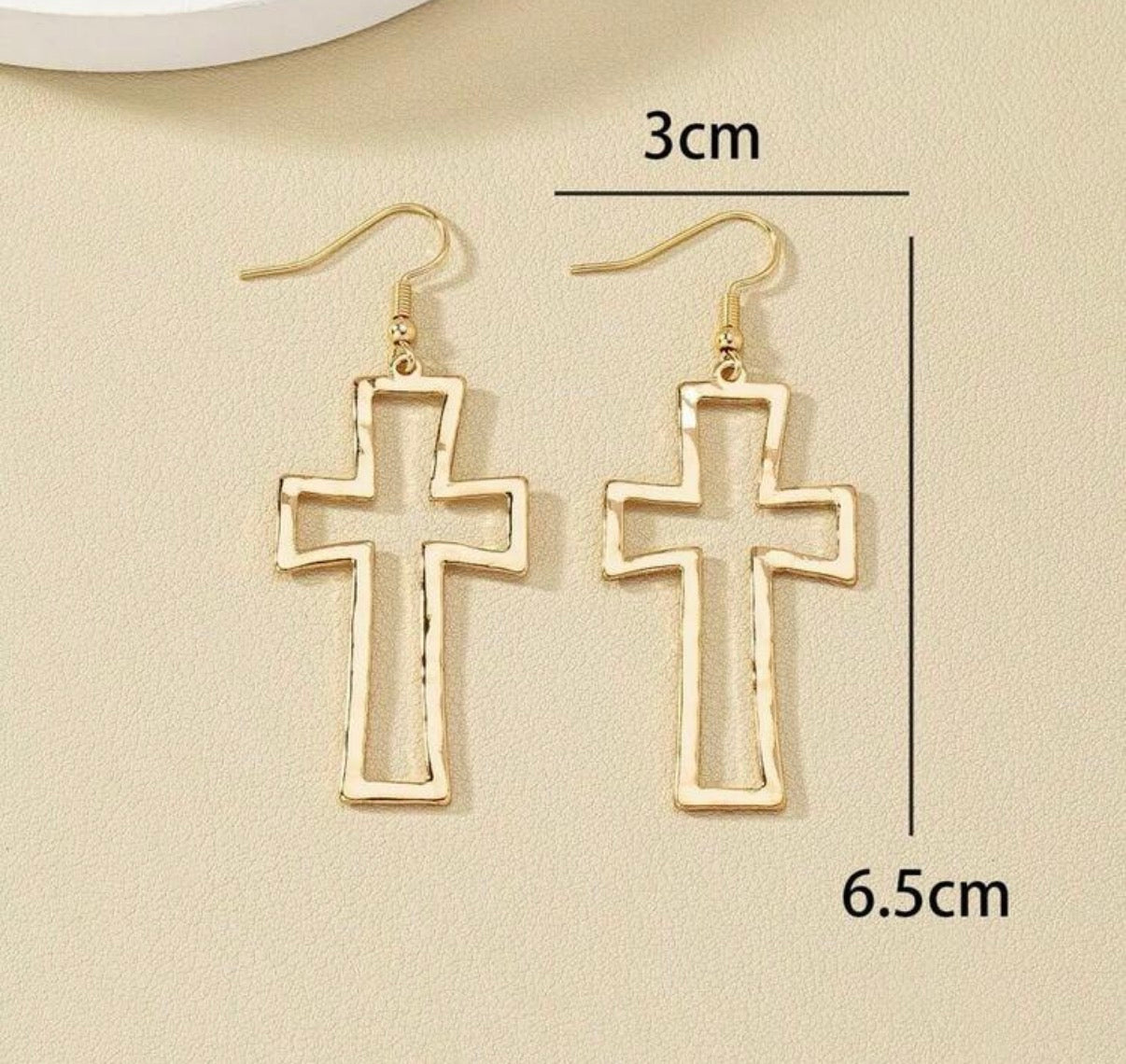 Gold Hollow Cross Dangle Earrings