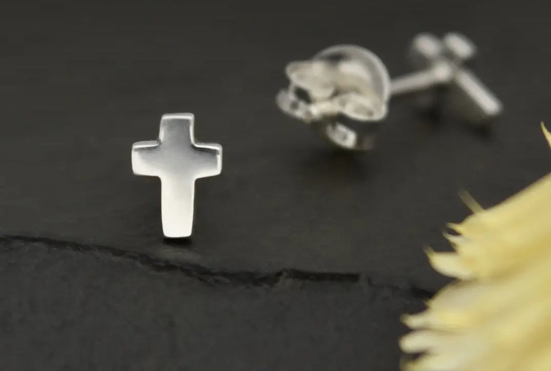 Sterling Mini Small Cross Post Earrings *Super Tiny*