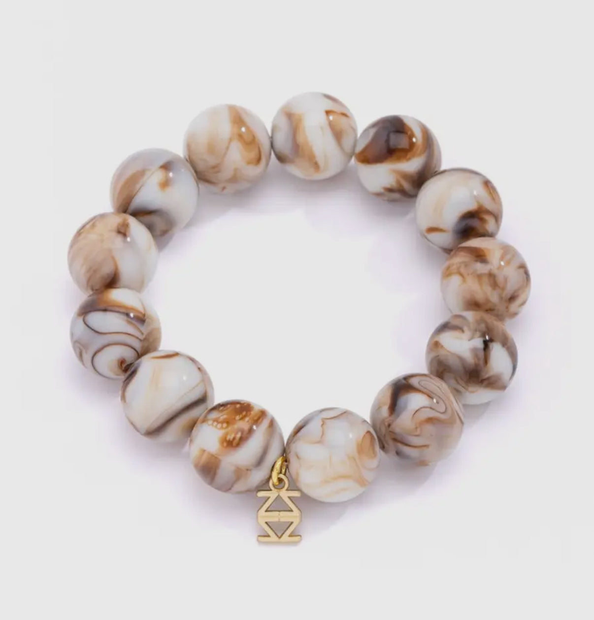 15mm Marble Resin Bead Bracelet