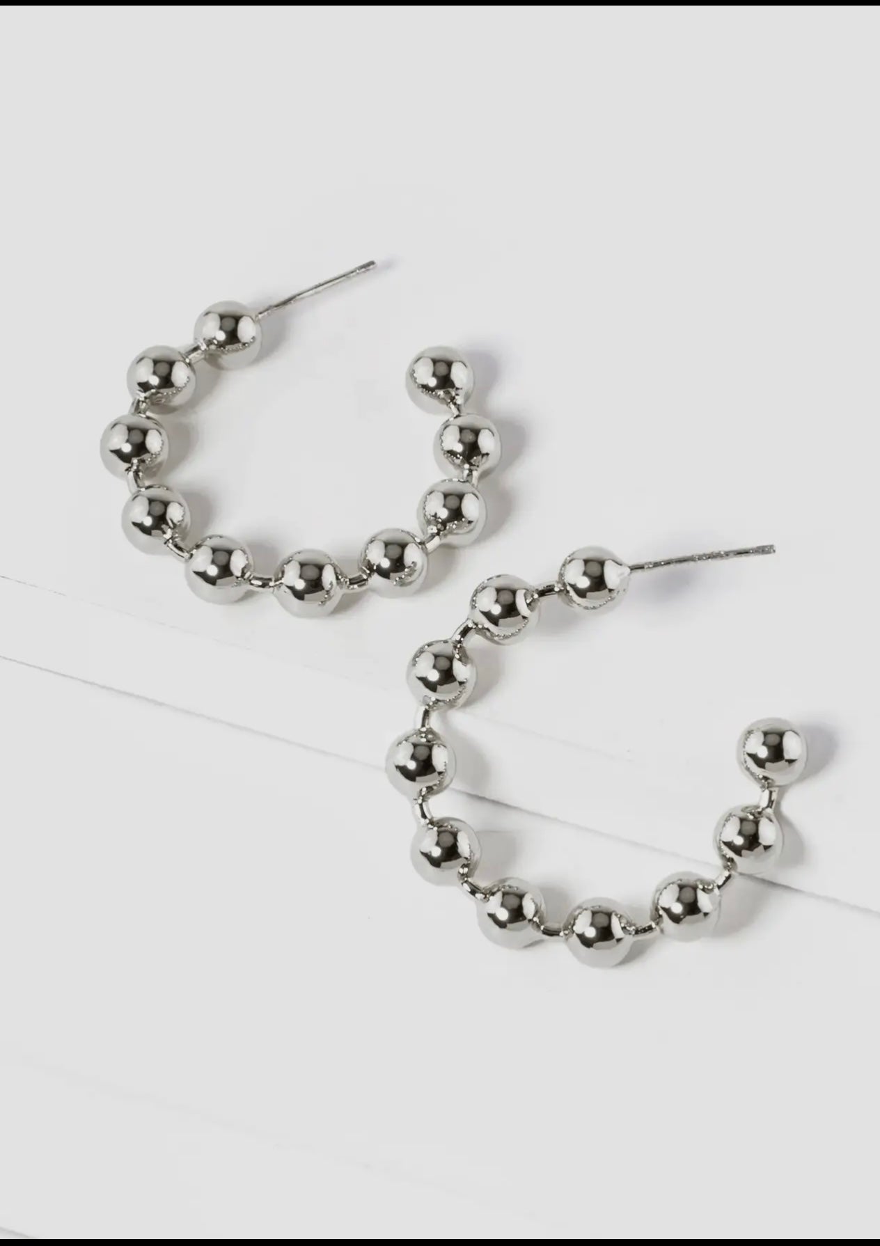 Silver 25mm Ball Hoop Earring