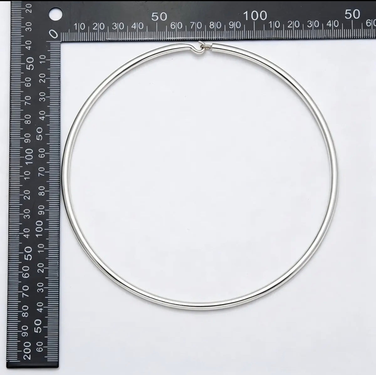 Summer 16K Silver Filled 4mm Minimalist Thick Wide Tube Torque Choker Floating Collar Necklace