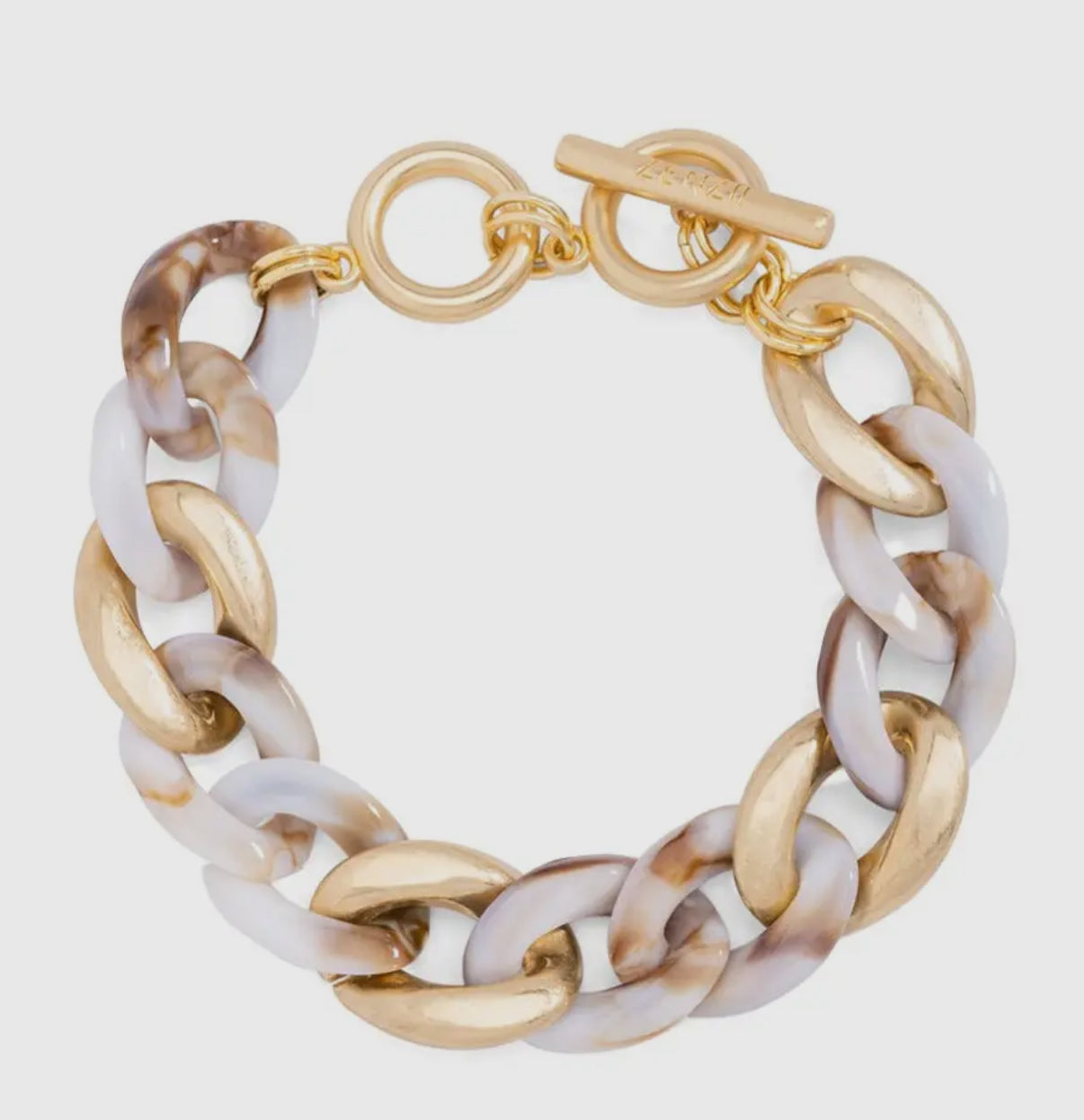 Beige Marble Mixed Curb Chain Bracelet