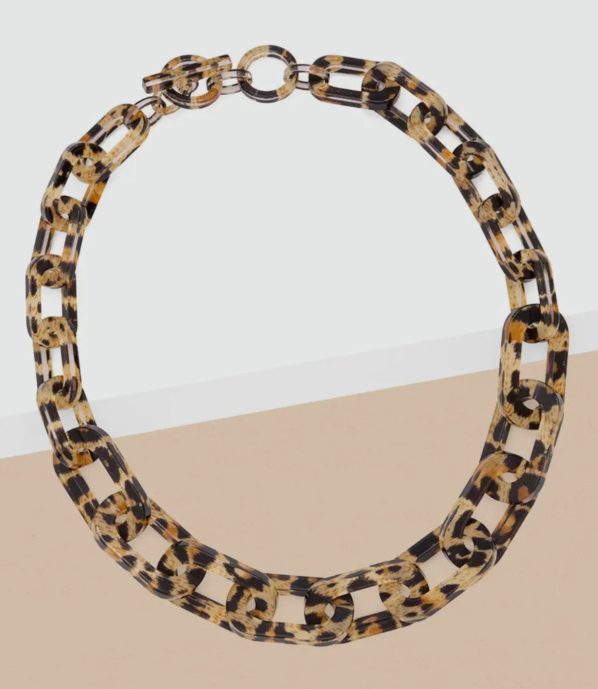 Leopard Resin Link Collar Necklace